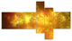Blur Golden Sky with Stars, Abstract Canvas Art Print, 60"x32", 5 panels