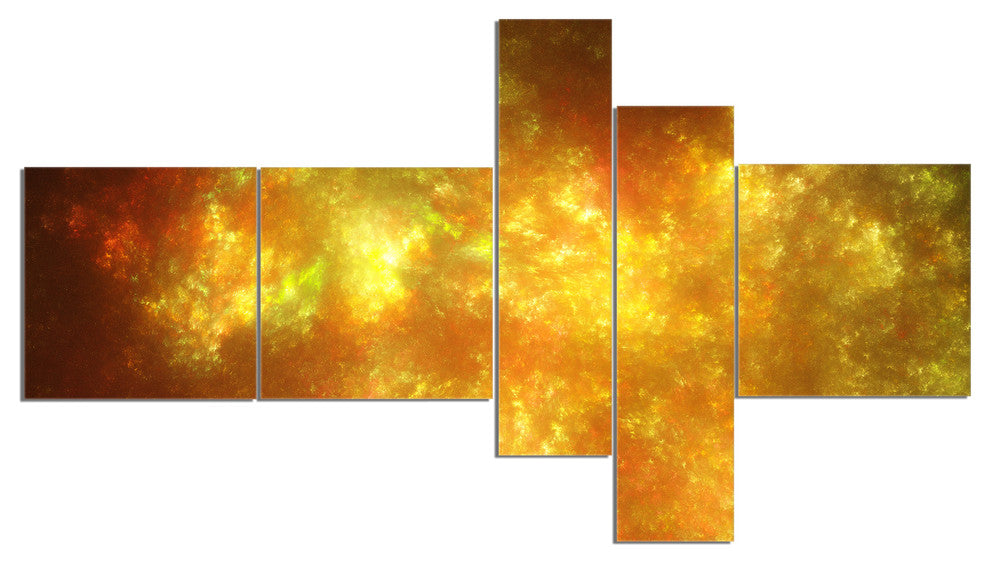 Blur Golden Sky with Stars, Abstract Canvas Art Print, 60"x32", 5 panels