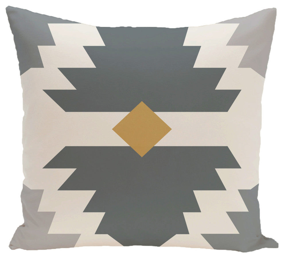 Mesa Geometric Print Pillow, Gray, 16"x16"