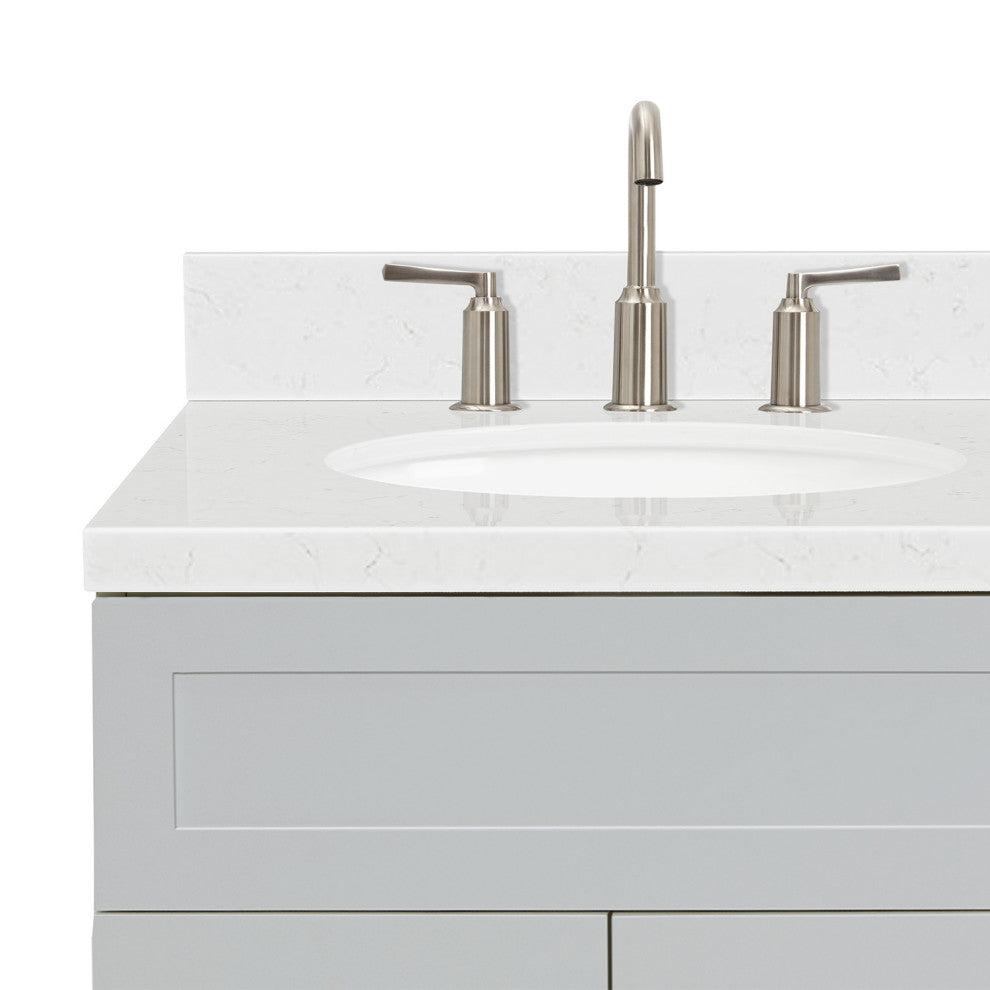 Ariel Hamlet 60" Double Oval Sink Bathroom Vanity, Carrara Quartz