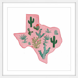 "Pink Texas" Framed Painting Print, 18x18