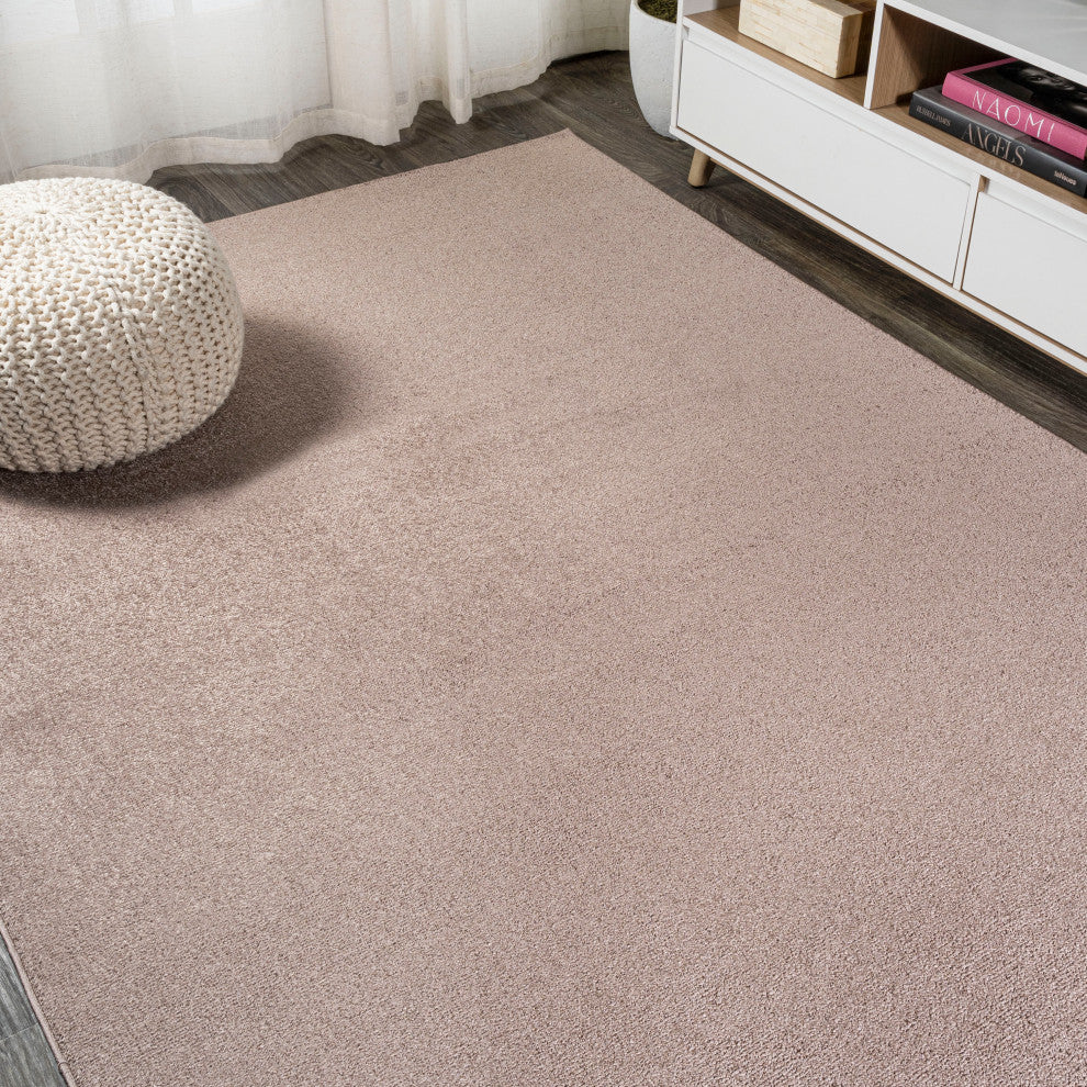 Haze Solid Low-Pile Runner Rug, Brown, 9 X 12