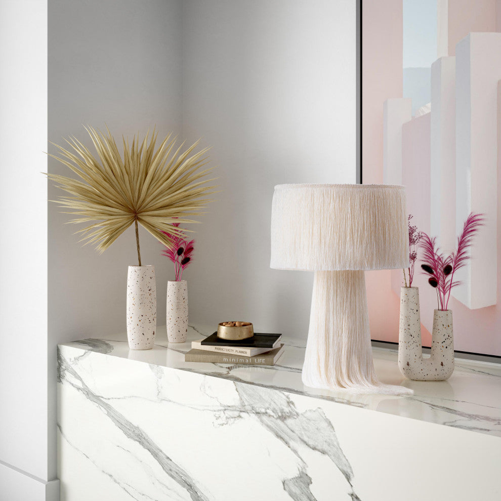 Terrazzo White Vase, Small Skinny