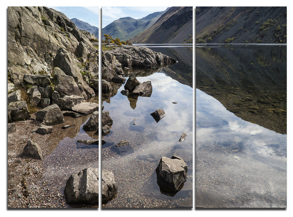 "Stunning Wast Water Reflection" Metal Wall Art, 3 Panels, 36"x28"