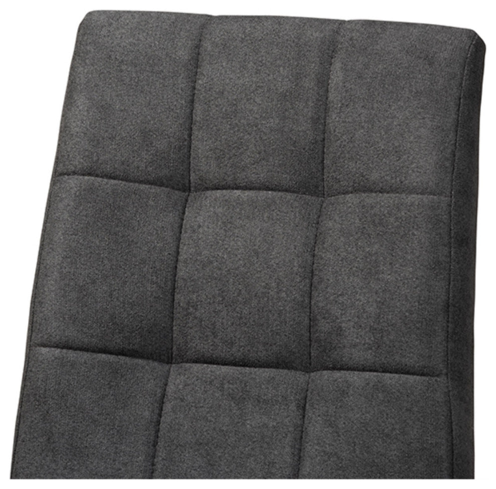 Tara Dark Gray Fabric Walnut Brown Finished Wood Dining Chairs, Set of 2
