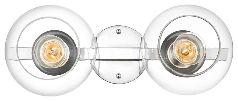 2 Light Chrome And Clear Bath Sconce