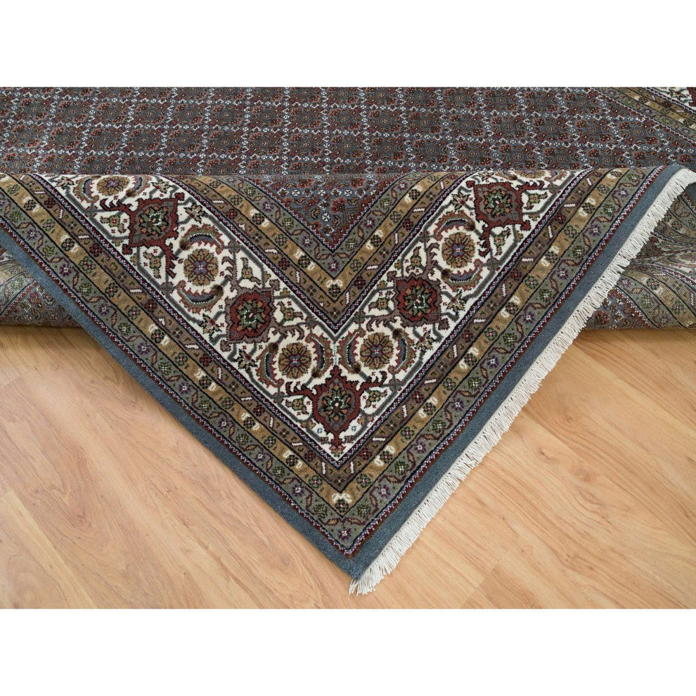 Black Coral Gray 175 KPSI Herrita Design Pure Wool Hand Knotted Rug 8'1"x10'