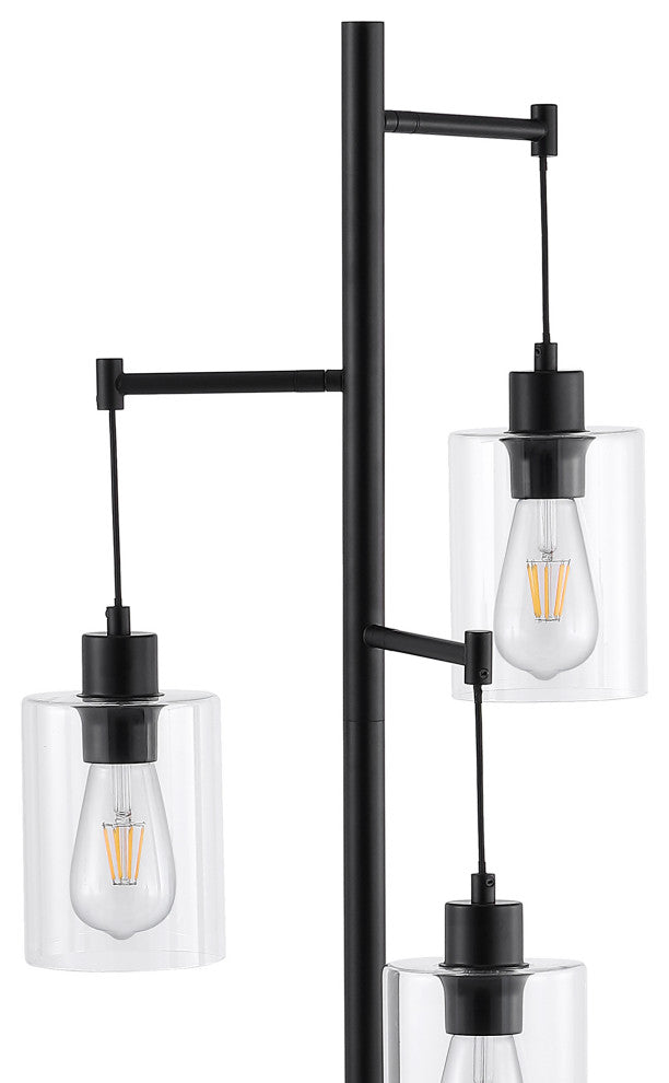 Modern 69" 3-Light Tree Floor Lamp With Glass Shades, Clear Shades