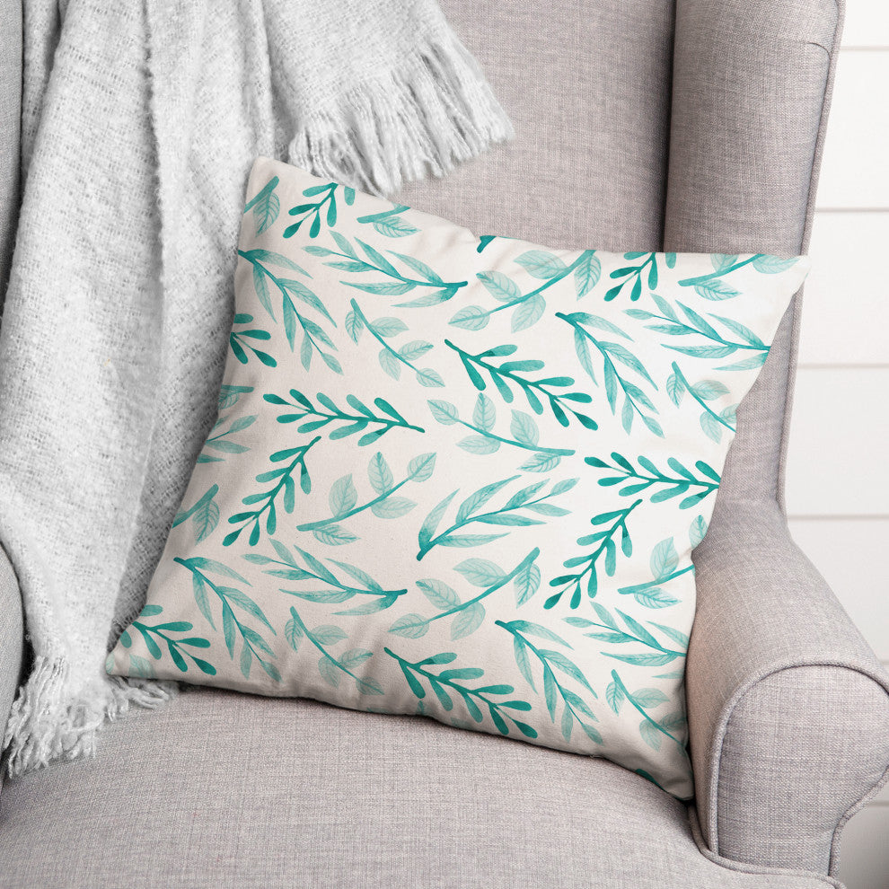 Blue Leafy Branches 18x18 Indoor / Outdoor Pillow
