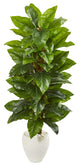 63" Large Leaf Philodendron Artificial Plant in White Planter