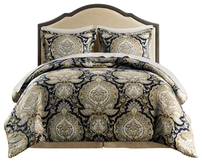 Croscill Valentina Traditional 4-Piece Comforter Set, Navy, Cal King