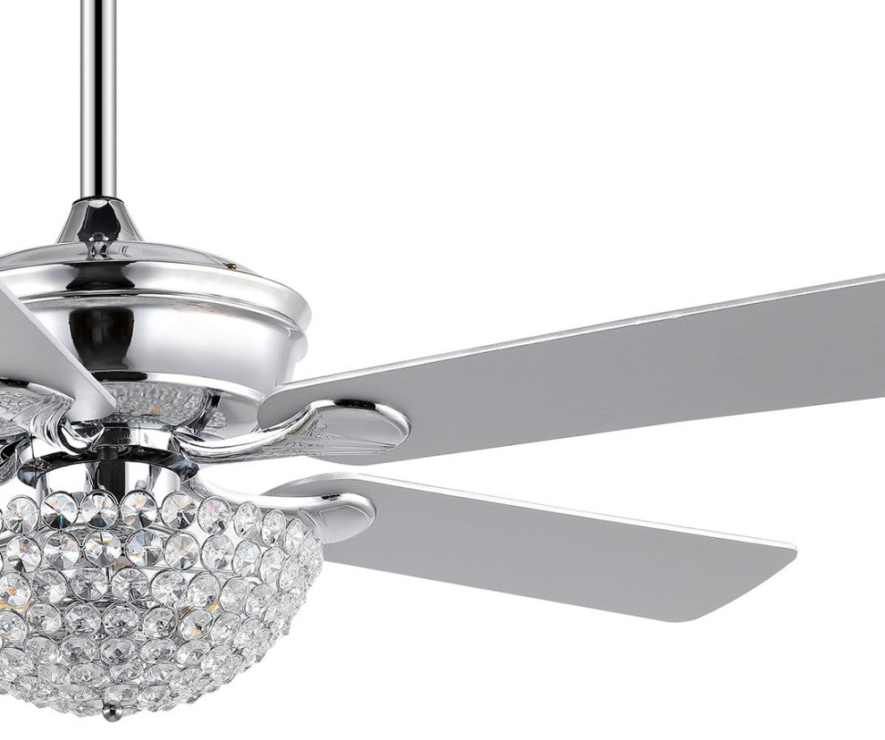 Cammy 52" 3-Light Traditional Transitional Iron LED CEILING FAN, Chrome