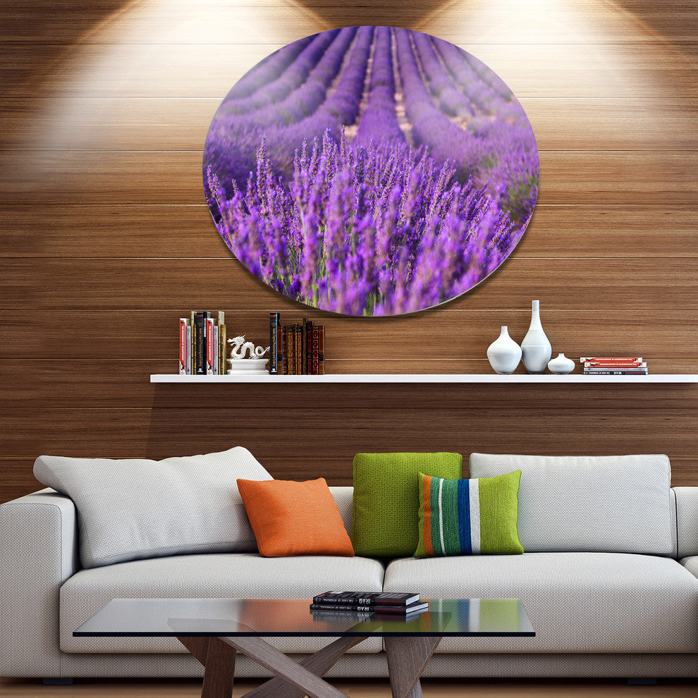 Beautiful Fragrant Lavender Fields, Floral Disc Metal Wall Art, 36"