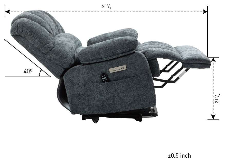 Power Lift Recliner Chair with Massage and Heat Function, 8-Point Vibration, Blue-Gray