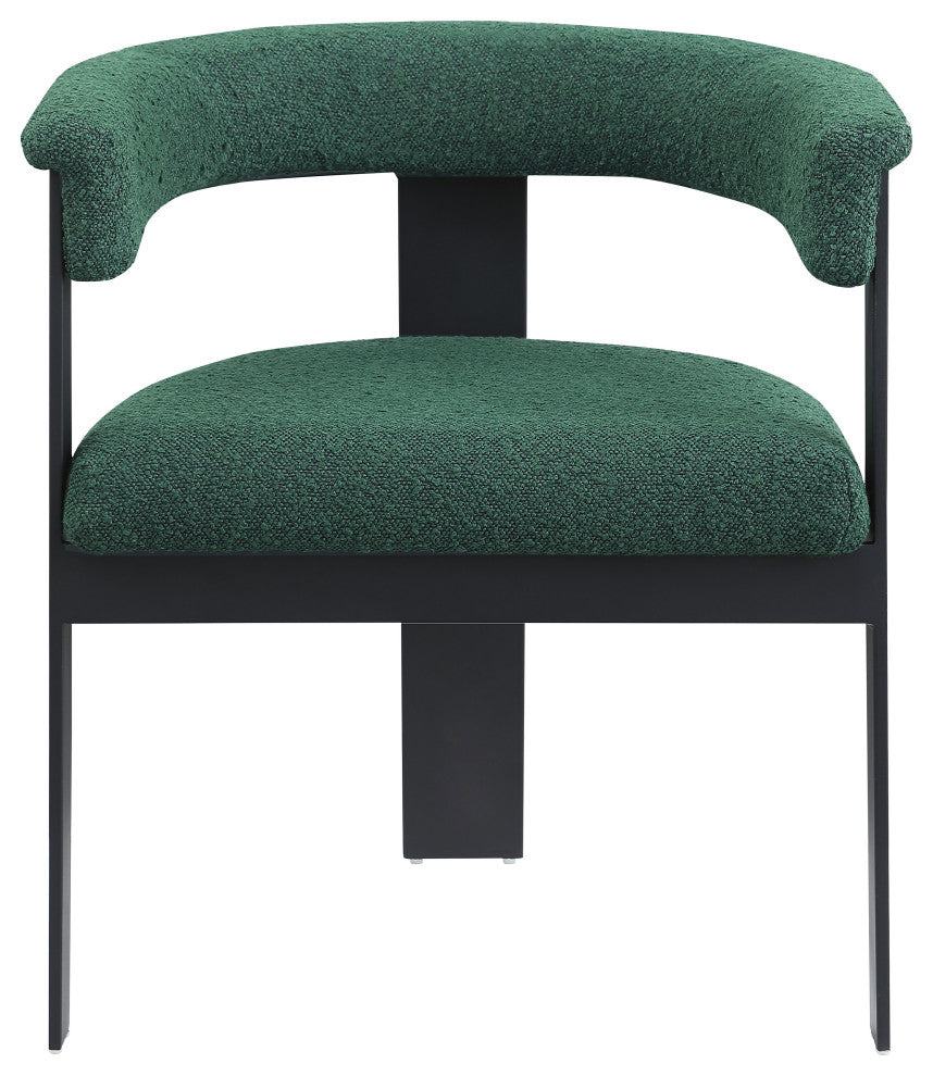 Romeo Upholstered Dining Chair, Set of 2, Green, Boucle Fabric, Matte Black