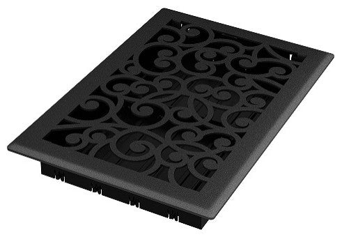 Wonderland Floor Register, Black Iron, 6x10