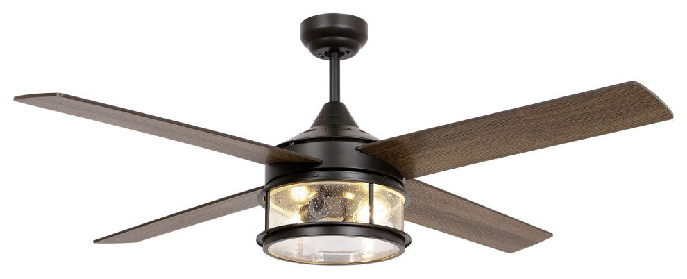 Black 52 in Modern Ceiling Fan with Remote Control