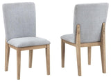 Caspian Set of 2 Gray Linen Fabric and Oak Finish Dining Chair