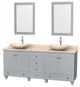 Acclaim Oyster Gray DBL Vanity, 24" Mirrors 80", Ivory Marble