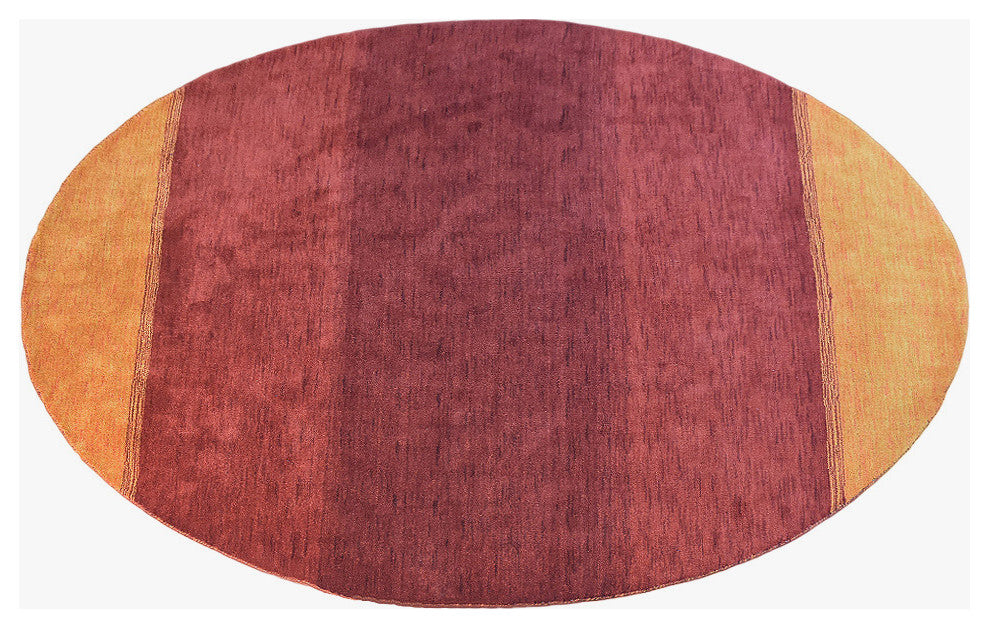 HAND KNOTTED LOOM WOOL ECO-FRIENDLY AREA RUGS - Round, Orange, Contemporary