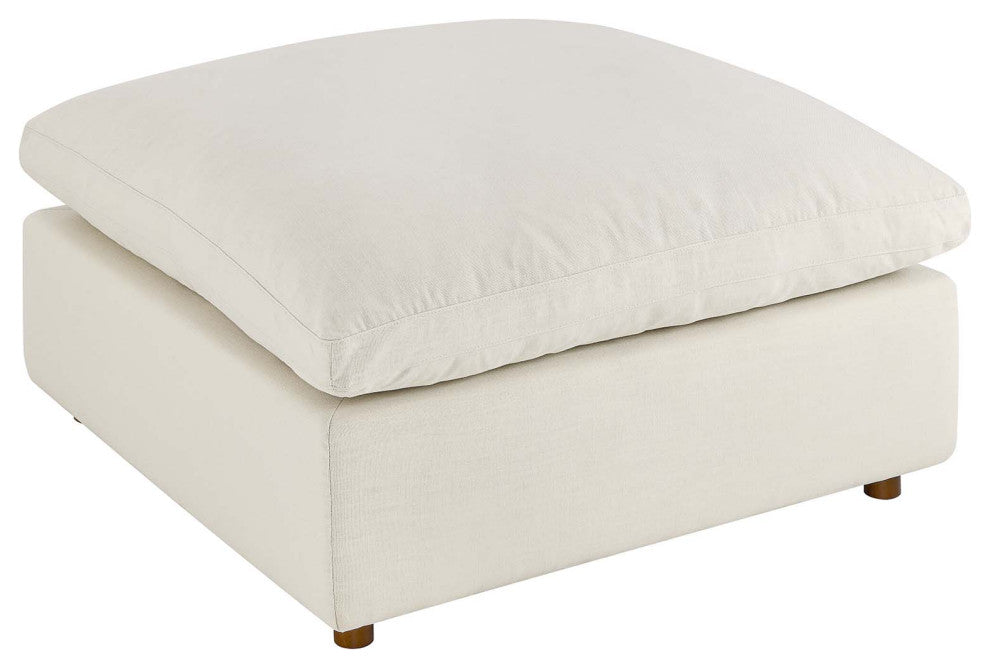 Commix Down Filled Overstuffed Ottoman, Light Beige