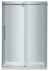 Langham 48"x77.5" Completely Frameless Sliding Shower Door, Chrome, Left Base