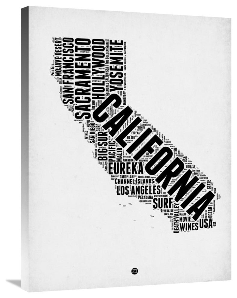 "California Word Cloud 2" Fine Art Print
