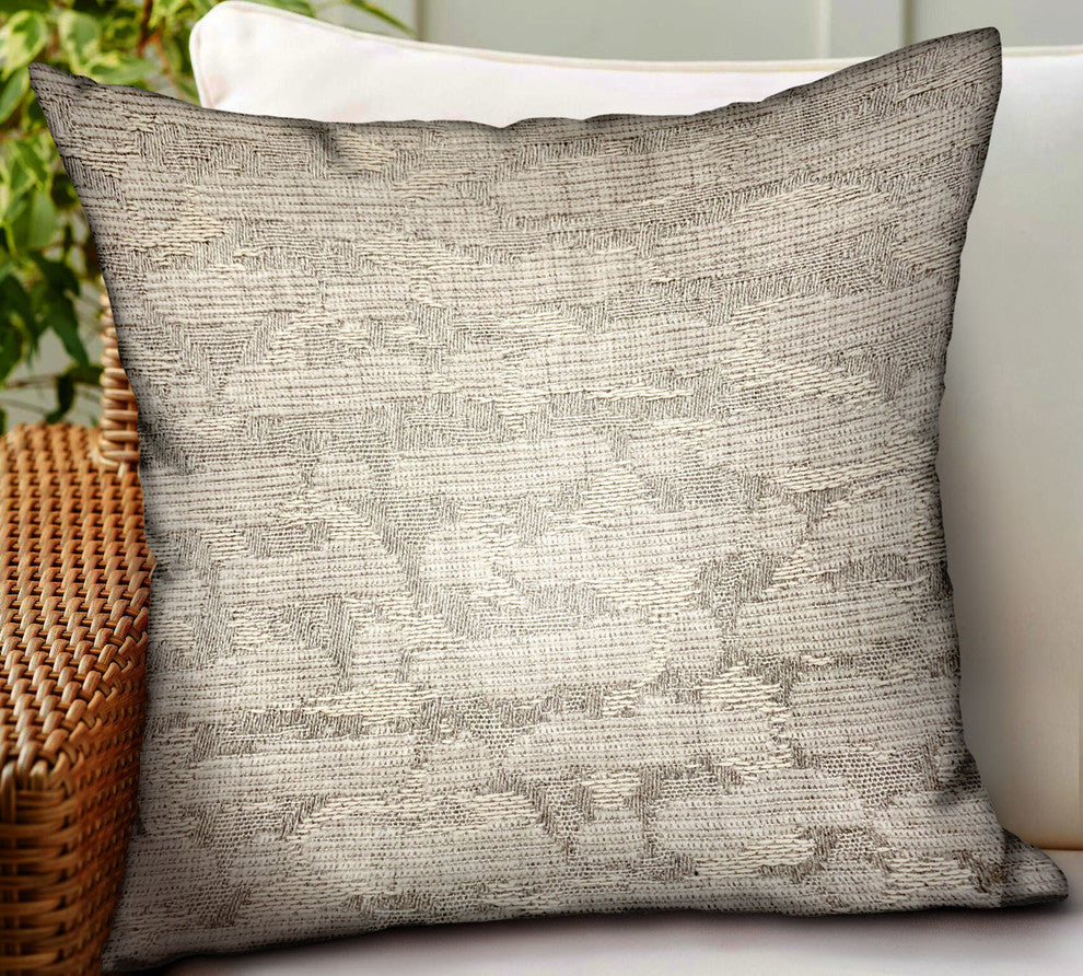 Plutus Silvered Rivulet Silver Solid Luxury Outdoor/Indoor Throw Pillow, 22"x22"