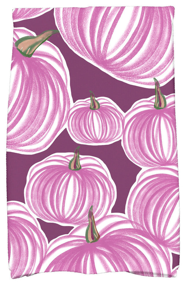 Pumpkins-A-Plenty Holiday Geometric Print Kitchen Towel, Purple