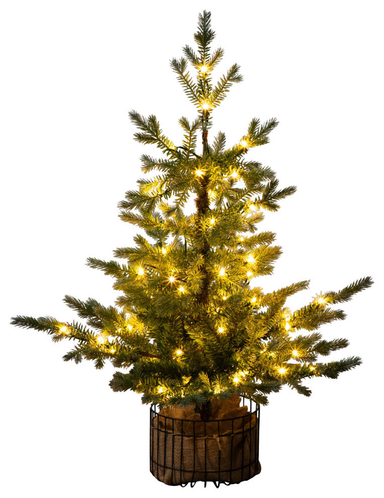 3ft. Pre-Lit Artificial Christmas Tree, Planter, 30 Warm White LED Lights