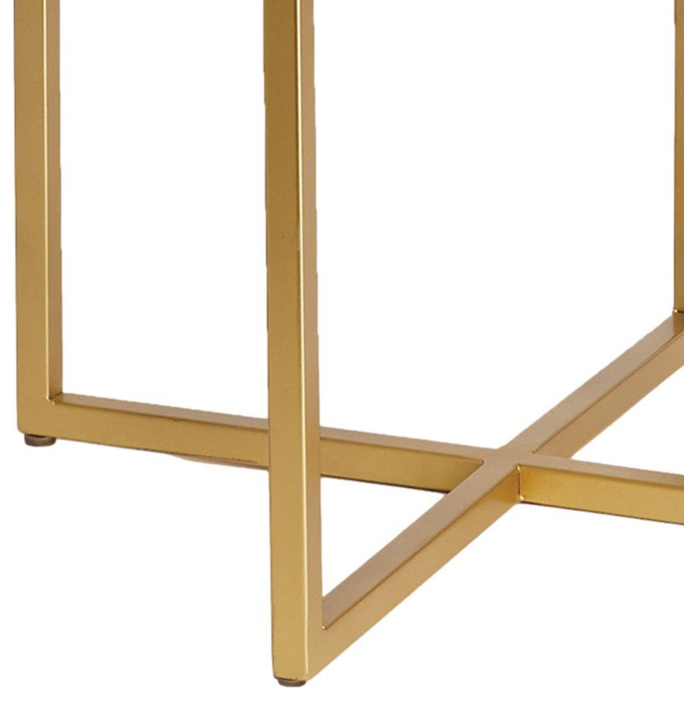 Contemporary Classic White Marble Gold Metal Accent table 17.5 in Round Brass