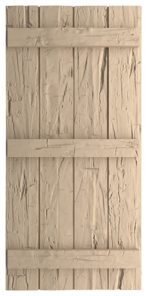 Rustic 4 Board Joined B-N-B Faux Wood Shutters, Hand Hewn, 22x88"