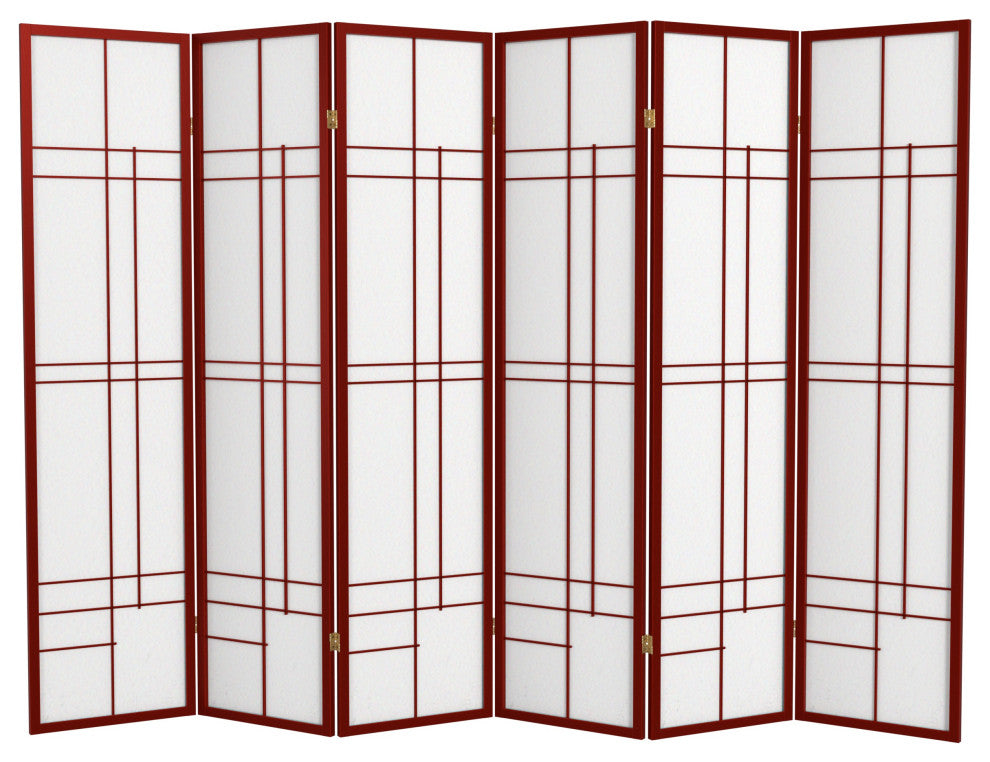 6' Tall Eudes Shoji Screen, Rosewood, 6 Panels