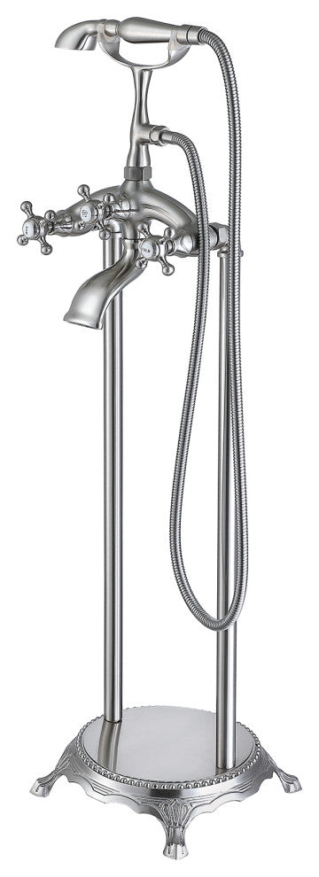 Givingtree 3 Handle Floor Mounted Clawfoot Tub Faucet with Diverted Hand Shower