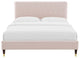 Platform Bed Frame, Queen Size, Velvet, Pink, Modern Contemporary, Bedroom