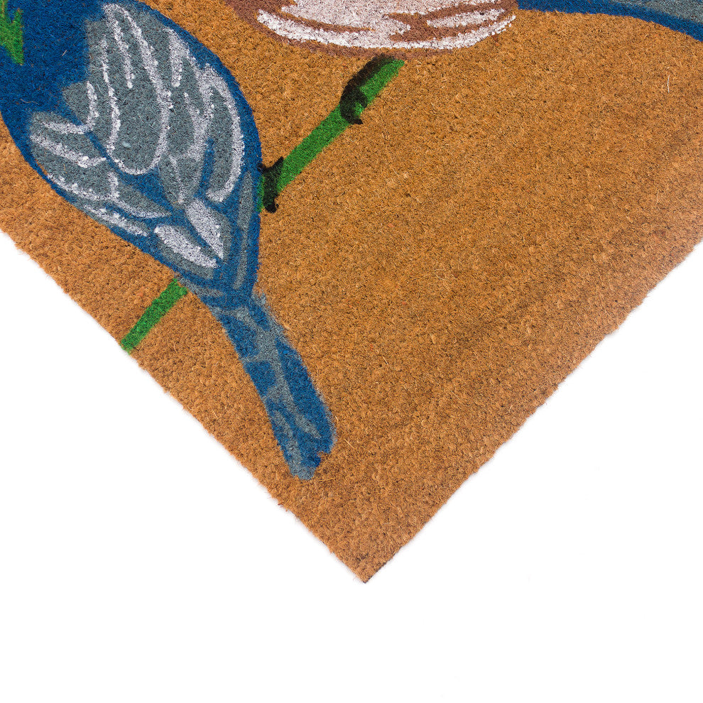 Natura Blue Birds Outdoor Mat Natural 2'x3'