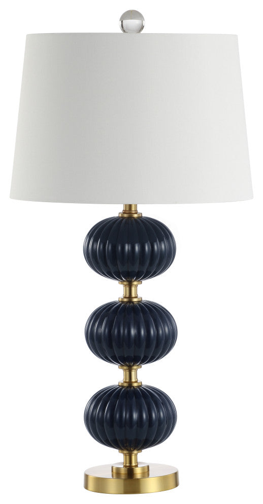 Carter 29.7" Glass LED Table Lamp, Navy