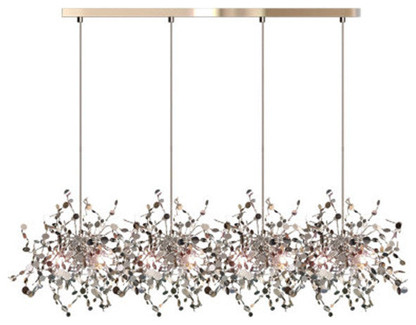 MIRODEMIÂ® Villeneuve-d'Entraunes | Nordic Chandelier in a Modern Style, Chrome, 4 Heads, Cool Light