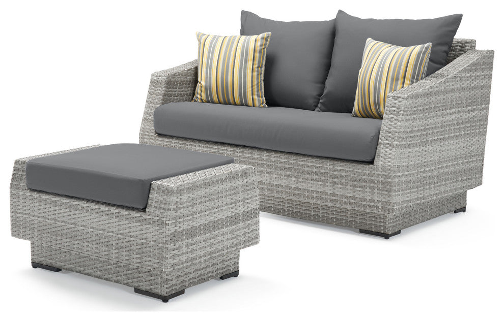 Cannes 6 Piece Sunbrella Outdoor Love and Club Seating Set, Charcoal Gray