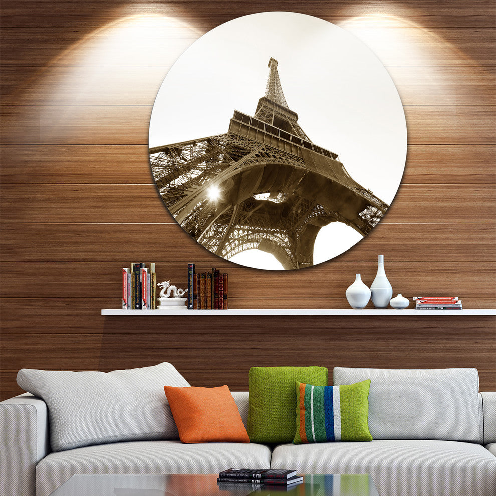 Eiffel Tower Straight Into Sky, Photography Round Wall Art, 23"