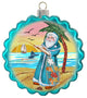 Coastal Santa With Shells Wreath  Ornament