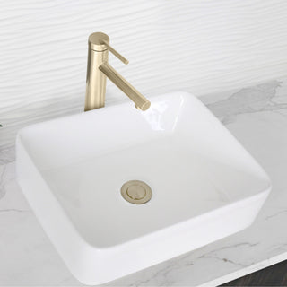STYLISH Single Handle Bathroom Vessel Sink Faucet, Stainless Steel Brushed Gold