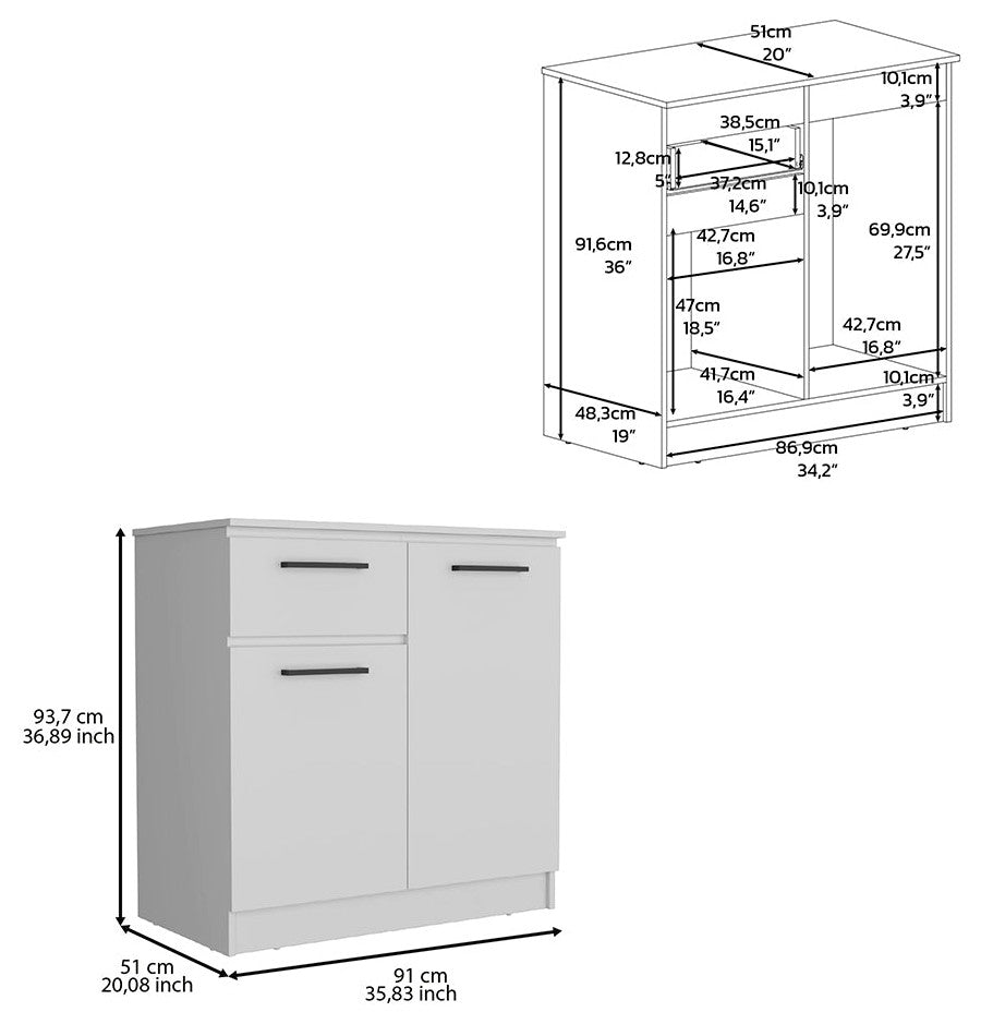 DEPOT E-SHOP Orleans Dresser with 2-Door Cabinets and Drawer