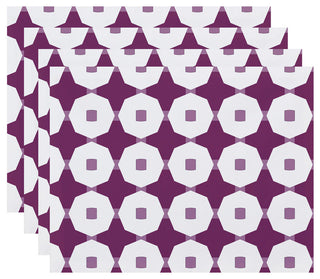 Button Up, Geometric Print Placemat, Purple (Set of 4), 18 x 14"