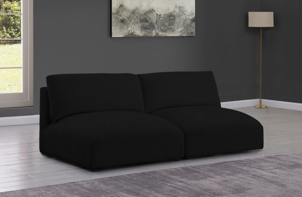 Ease Fabric Upholstered Modular Sofa, Black
