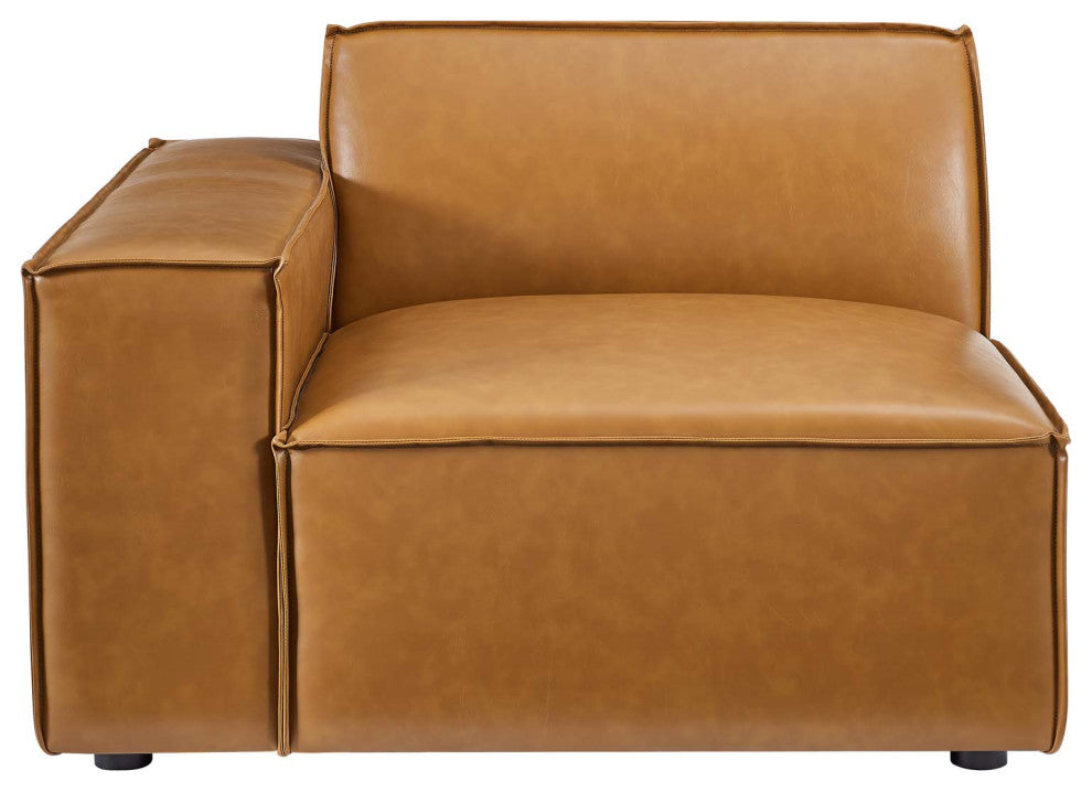 Restore Left-Arm Vegan Leather Sectional Sofa Chair Tan