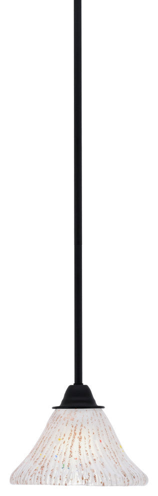 Paramount Mini Pendant, Matte Black, 7" Frosted Crystal Glass