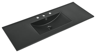 48" Ceramic Vanity Sink Top, Matte Black With 3 Holes