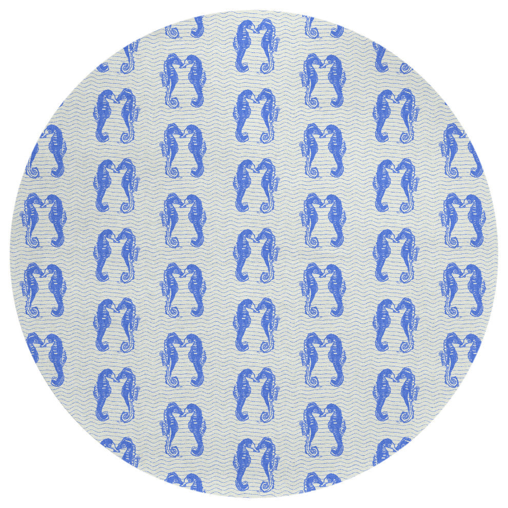 Indoor/Outdoor Seabreeze SZ15 Navy Machine Washable 8' x 8' Round Rug