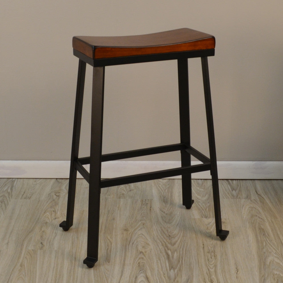 Thea 30" Saddle Seat Barstool - Chestnut/Black